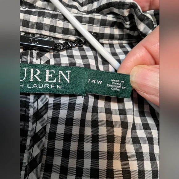 Lauren Ralph Lauren Gingham Double Breasted Trench Coat Plus Size 14W - Picture 7 of 8